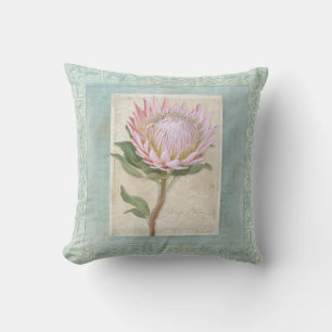 Almofada Protea cor-de-rosa floral moderno do vintage