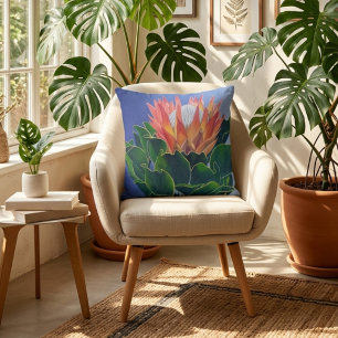 Almofada Protea Rei Ousada Arte Floral Pintada à Mão