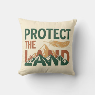 Almofada "Proteja a Terra" Montanhas com Pena