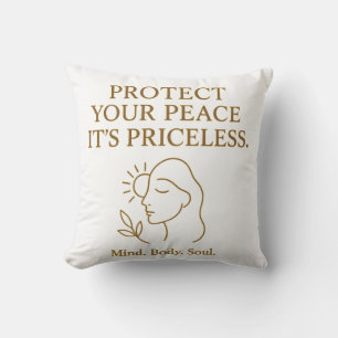 Almofada Proteja Sua Paz — Citação Minimalista de Autocuida