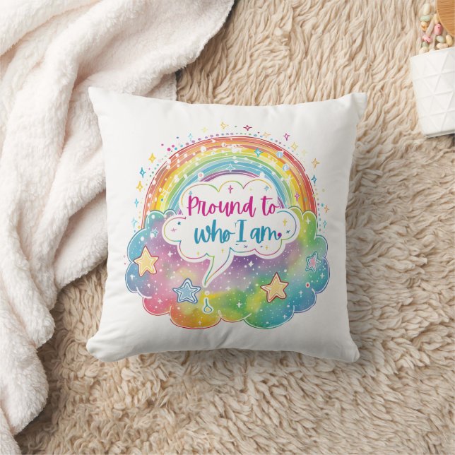 Almofada Proud to Who I Am Rainbow Art Self Love Pride Gift (Cobertor)