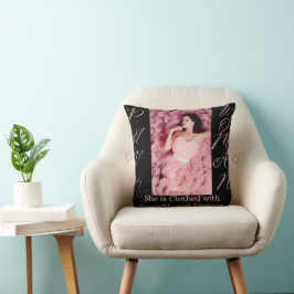 Almofada Provérbios 31 Travesseiro preto e rosa para mulher