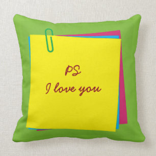 Almofada "PS I love you" Colorida Posta anota Travesseiro