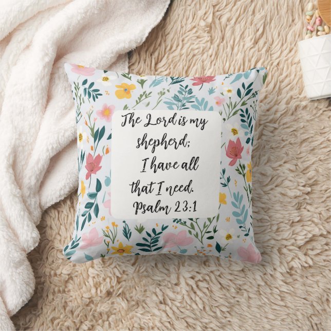 Almofada Psalm 23:1 Floral Throw Pillow (Cobertor)