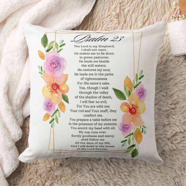 Almofada Psalm 23 Floral Geometric Frame (Cobertor)