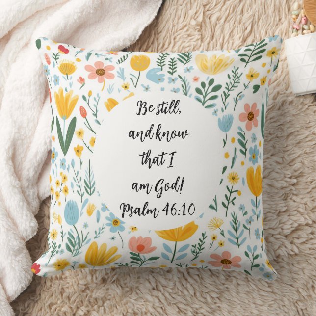 Almofada Psalm 46:10 Floral Throw Pillow (Cobertor)