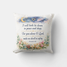 Almofada Psalm 4:8 Bedroom Wall Art, Messianic Jewish Gift