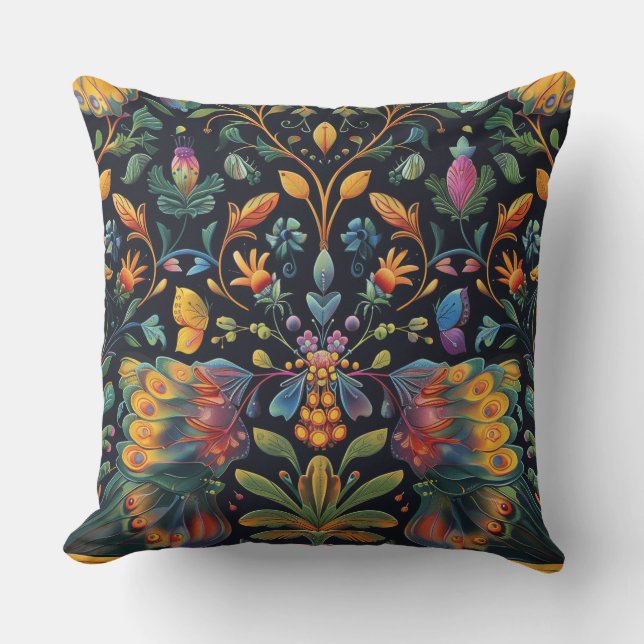 Almofada Psicodélica de tapeçaria Botânica (Frente)