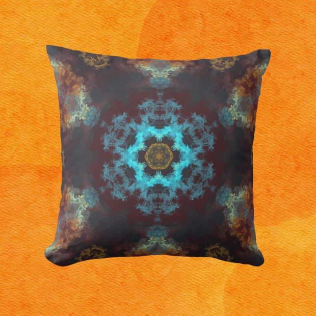 Almofada Psicodélico Flor Azul, Vermelho e Amarelo (Criador carregado)