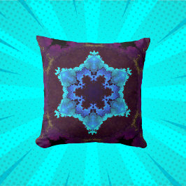 Almofada Psicodélico Mandala Flor Azul e Roxo
