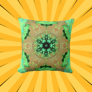 Almofada Psicodélico Mandala Flor Laranja e Verde