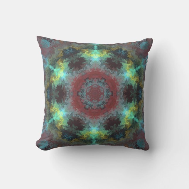 Almofada Psicodélico Vermelho Hippie Azul e Amarelo (Frente)