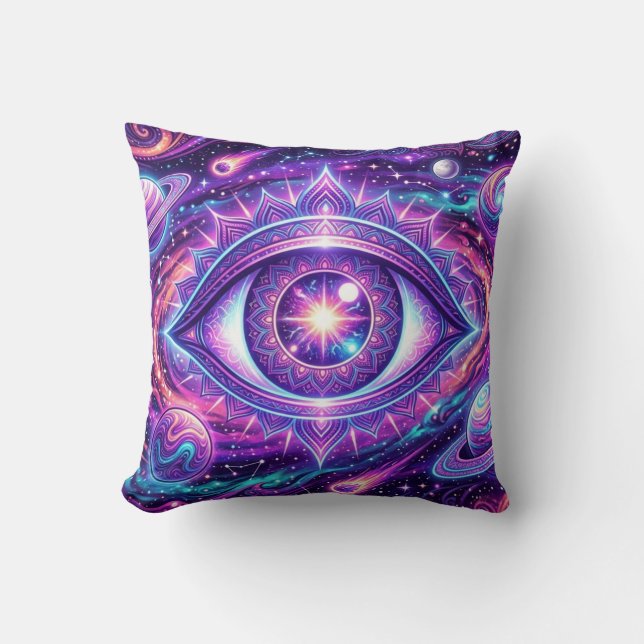 Almofada Psychedelic Cosmic Eye Design on Tees, Stickers, M (Frente)
