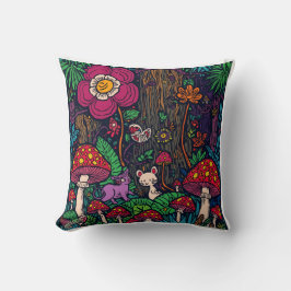 Almofada Psychedelic woodland cushion
