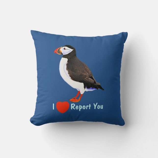 Almofada Puffin - I Heart Report You (Frente)