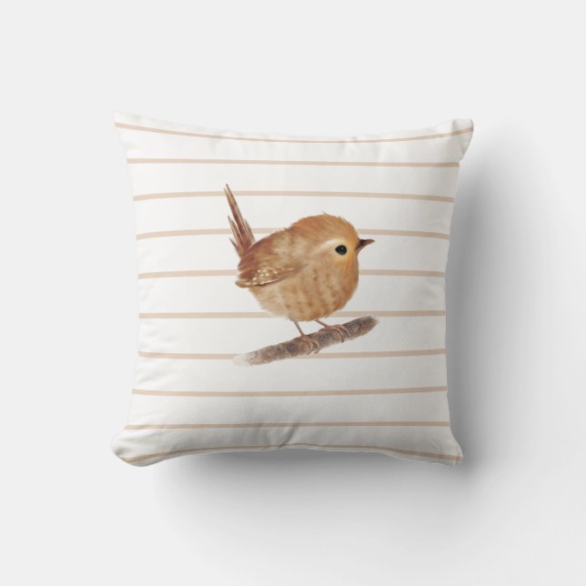 Almofada Puffy Wren Bird Travesseiro decorativo (Frente)