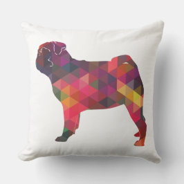 Almofada Pug Colorful Geométrico Pattern Silhouette