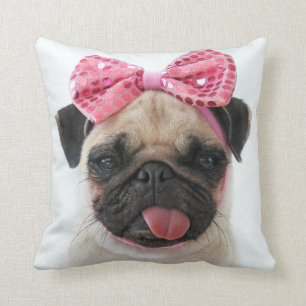 Almofada Pug com Arco rosa