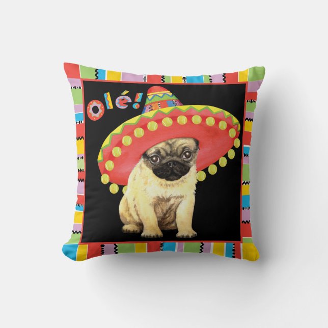 Almofada Pug da festa (Frente)
