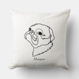 Almofada Pug de Arte de Linha Personalizável