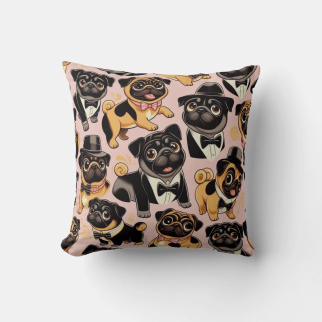 Almofada Pug de Cueca Sem Costura Retroativa (Frente)