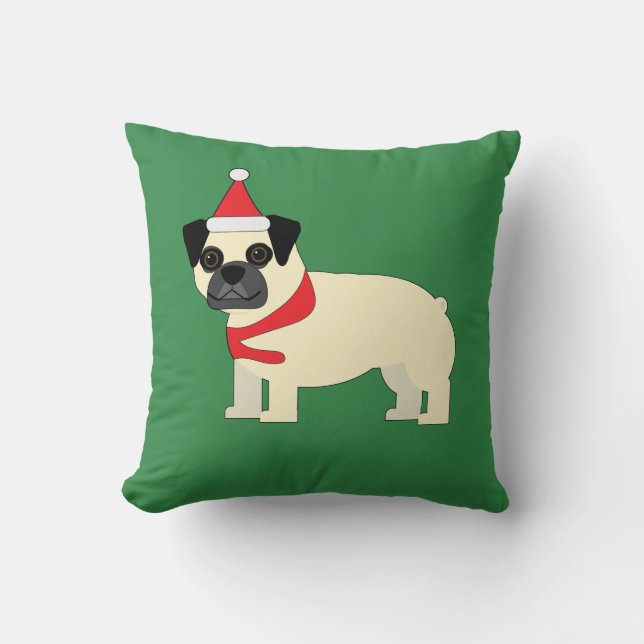 Almofada Pug de Natal (Frente)