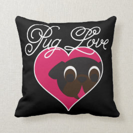 Almofada Pug do preto do amor do Pug no travesseiro