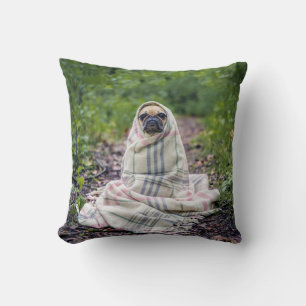 Almofada Pug em cobertor