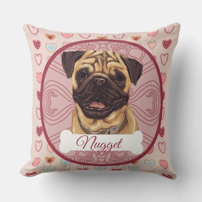 Almofada Pug Personalize Valentine Pillow (Frente)