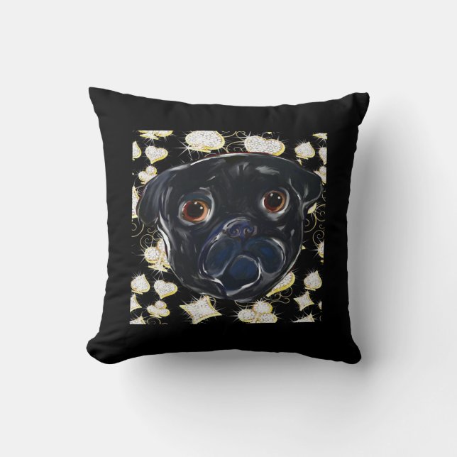 Almofada Pug Preto  (Frente)