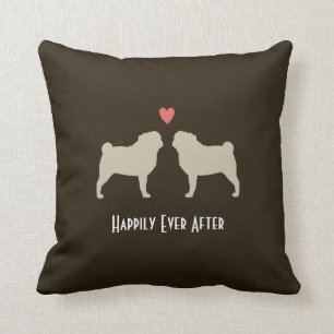 Almofada Pug Silhouettes com Coração  Casal feliz persona