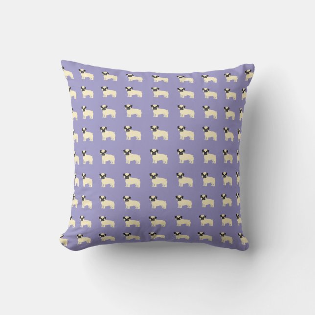 Almofada Pugs, Roxo Claro (Frente)