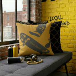 Almofada Pulo de Skate Personalizado – Preto e Dourado