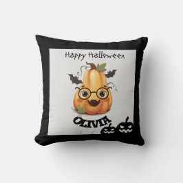 Almofada Pumpkin assustador com óculos no Dia das Bruxas