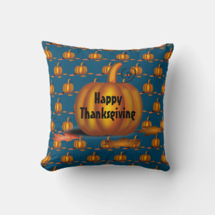 Almofada Pumpkin de Ação de Graças Azul Moderno
