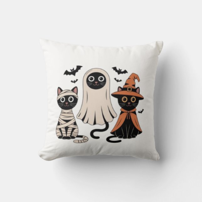 Almofada Pumpkin de Gato Negro (Frente)