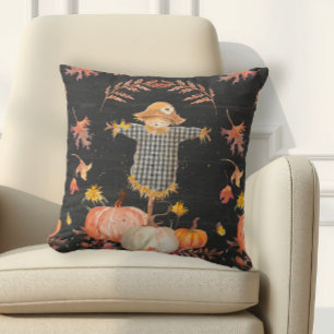 Almofada Pumpkin Fall Curecrow Autumn Deixa Negro