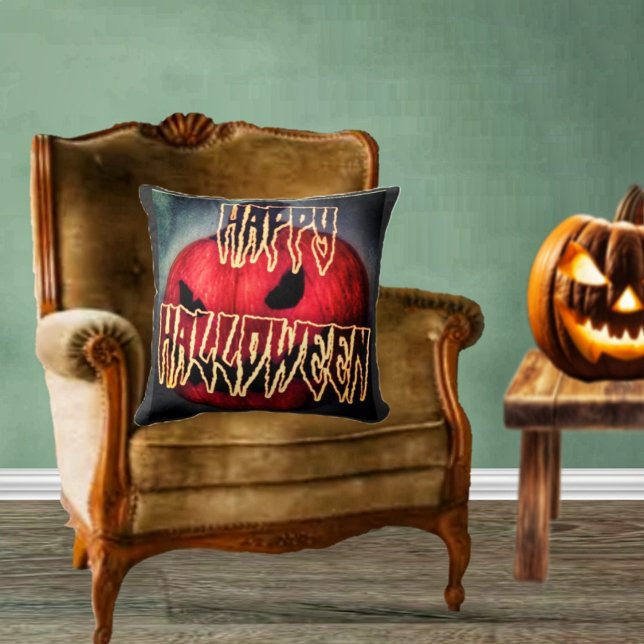 Almofada Pumpkin Grin (Break out the spooky throw pillows, it's Halloween!)