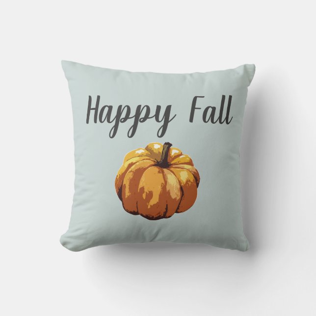 Almofada Pumpkin Happy Fall Autumn Farmhouse Travesseiro de (Frente)