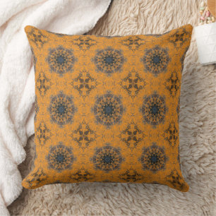 Almofada Pumpkin Laranja Dusty Azul Mandala e Cruz