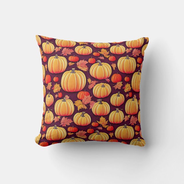 Almofada Pumpkin Patterno - Decoração russa de Colheita de  (Frente)