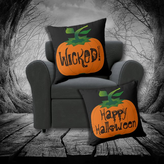Almofada Pumpkin Preto Negro de Halloween Feliz (Criador carregado)
