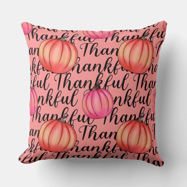 Almofada Pumpkin Rosa Agradável - Queda Elegante e Ação de  (Frente)