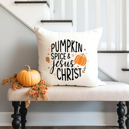 Almofada Pumpkin Spice e Jesus Cristo Autumn Christian