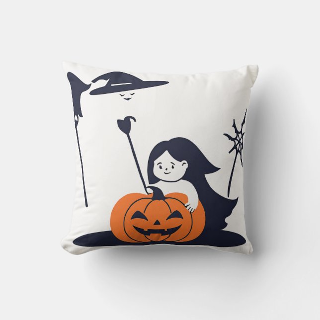 Almofada Pumpkin Text Bebê é o primeiro Halloween Mãe Silho (Frente)