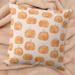 Almofada Pumpkin Watercolor<br><div class="desc">Um padrão moderno de abóbora de aquarela sobre um fundo cor-de-rosa pincelado para outono e outono. Arte original de Nic Squirrell.</div>