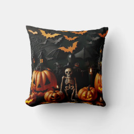 Almofada Pumpkins e esqueleto