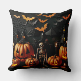 Almofada Pumpkins e esqueleto
