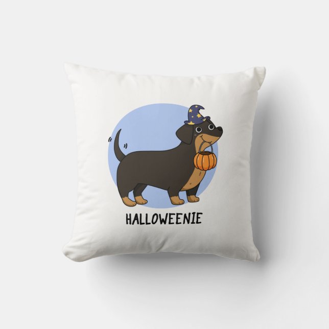 Almofada Punição engraçada de cachorro salsicha de Hallowee (Frente)