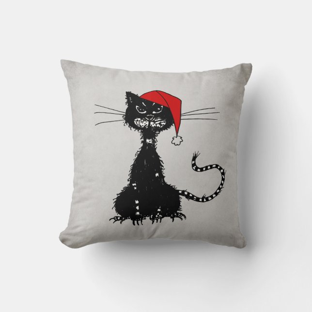 Almofada Punk Christmas: Gato com Gótico de Papai Noel (Frente)